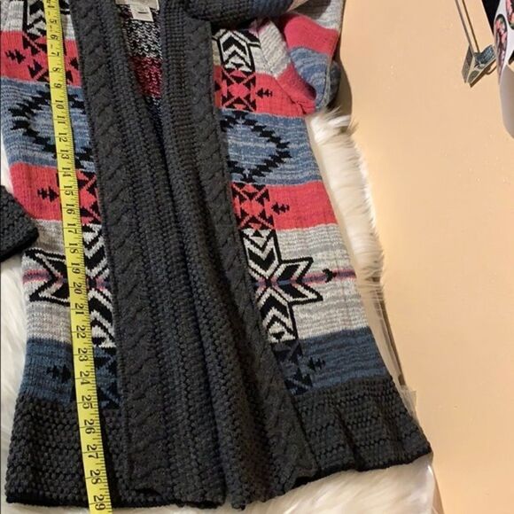 Urban Outfitters Ecote Intarsia Tribal Aztec Shawl Collar Open Sweater XS - Picture 7 of 13